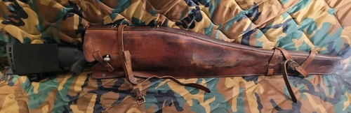 Vintage leather rifle scabbard - vintage,